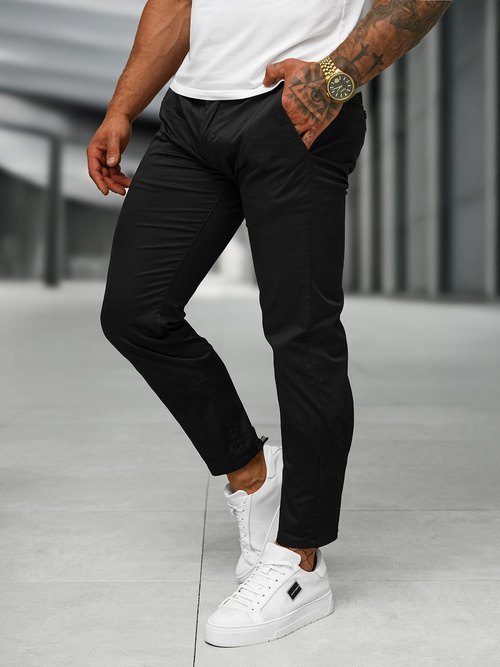 Herren Chino Hose Schwarz OZONEE BL/SK222/1