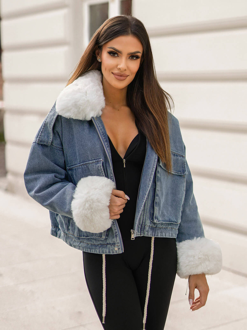 Damen Jeansjacke Blau OZONEE JS/11Z8219