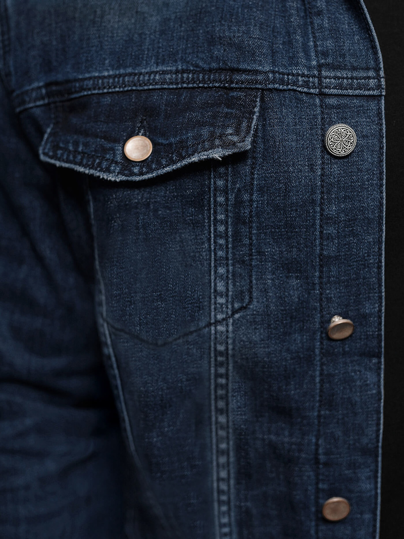 Herren Jeansjacke Sherpa Marineblau OZONEE NB/MJ517BSZ