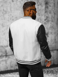 Herren Lederjacke Weiß-Schwarz OZONEE JS/11Z8068