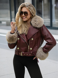 Damen Lederjacke Weinrot OZONEE JS/61M8512/6