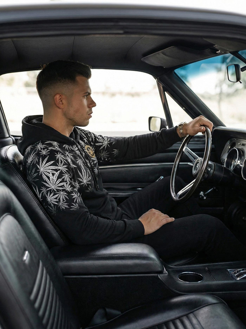 Herren Kapuzenpullover Schwarz OZONEE O/B272Z