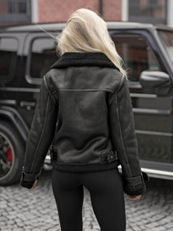 Damen Lederjacke Schwarz OZONEE JS/61M8501/392BZ