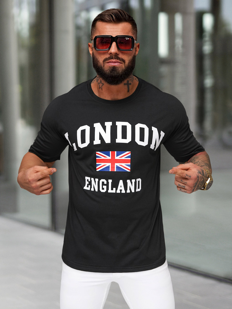 Herren T-shirt Schwarz OZONEE JS/8B1373/3