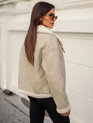 Damen Lederjacke Beige OZONEE JS/11Z8178