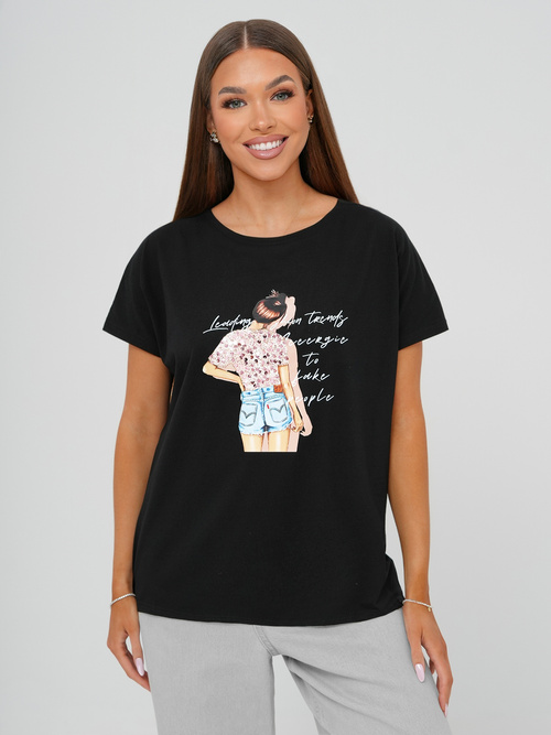 Damen T-shirt Schwarz OZONEE JS/95T2573/3