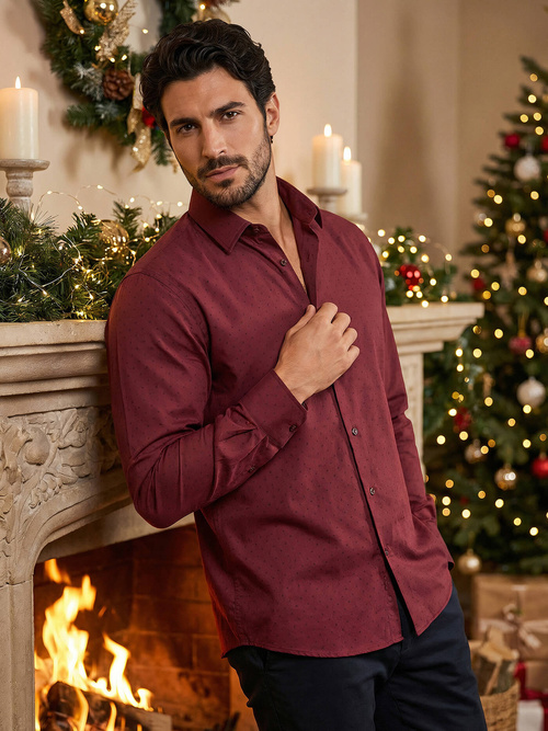 Herren Hemd Weinrot OZONEE V/V182Z