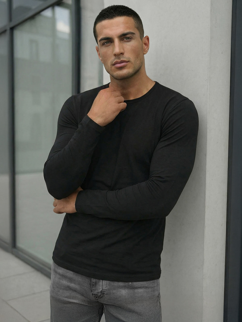 Herren Longsleeve Schwarz OZONEE JS/DB71/1