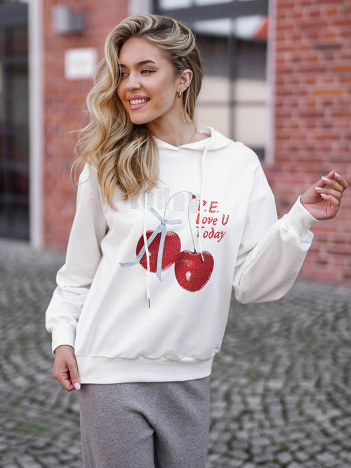 Damen Kapuzenpullover Weiß OZONEE JS/8B856/1