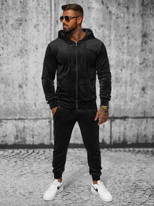 Herren Velours Sportanzug Schwarz OZONEE JS/8C1169/3