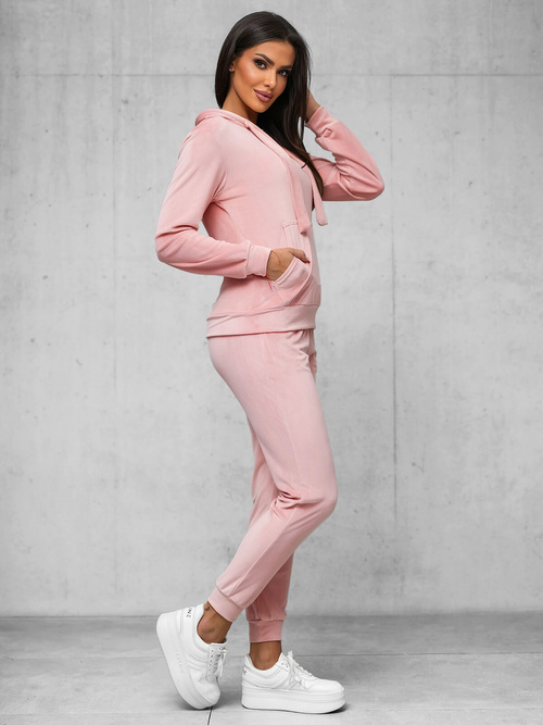 Damen Velours Sportanzug Dunkelrosa OZONEE JS/35C1612/20