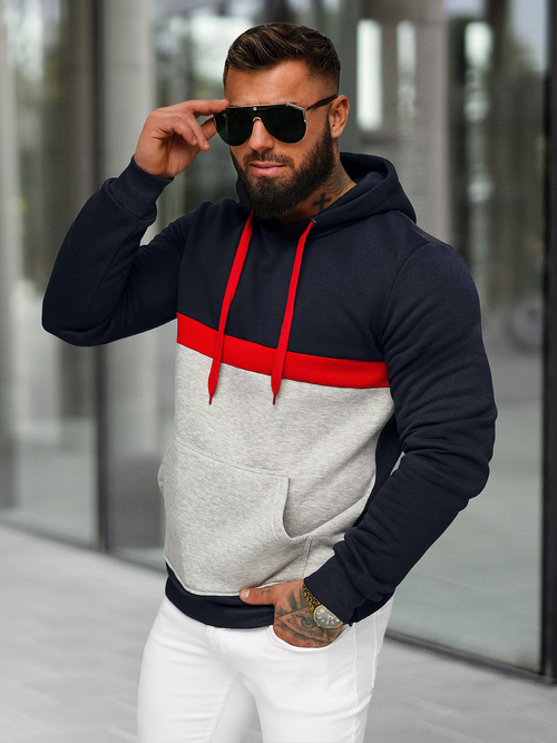 Herren Kapuzenpullover Dunkelblau OZONEE JS/8B1319/25