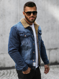 Herren Jeansjacke Sherpa Dunkelblau OZONEE NB/MJ520BSZ