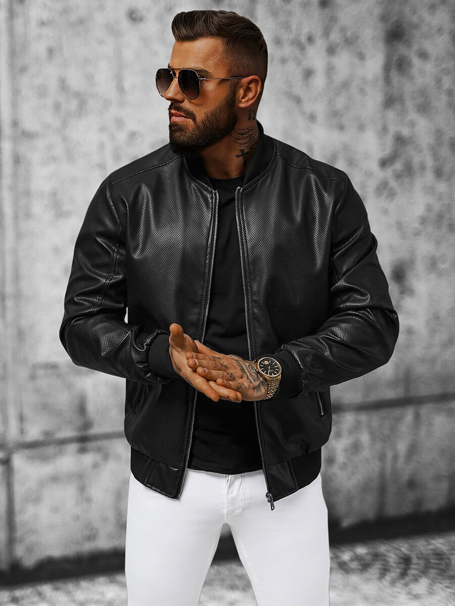 Herren Bomberjacke Schwarz OZONEE N/7110/1 OZONEE