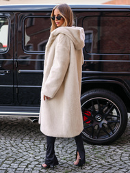 Damen Pelz Winterjacke Beige OZONEE JS/11Z8250