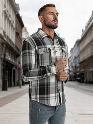 Herren Hemd Schwarz-Weiß OZONEE NB/MC728N/3