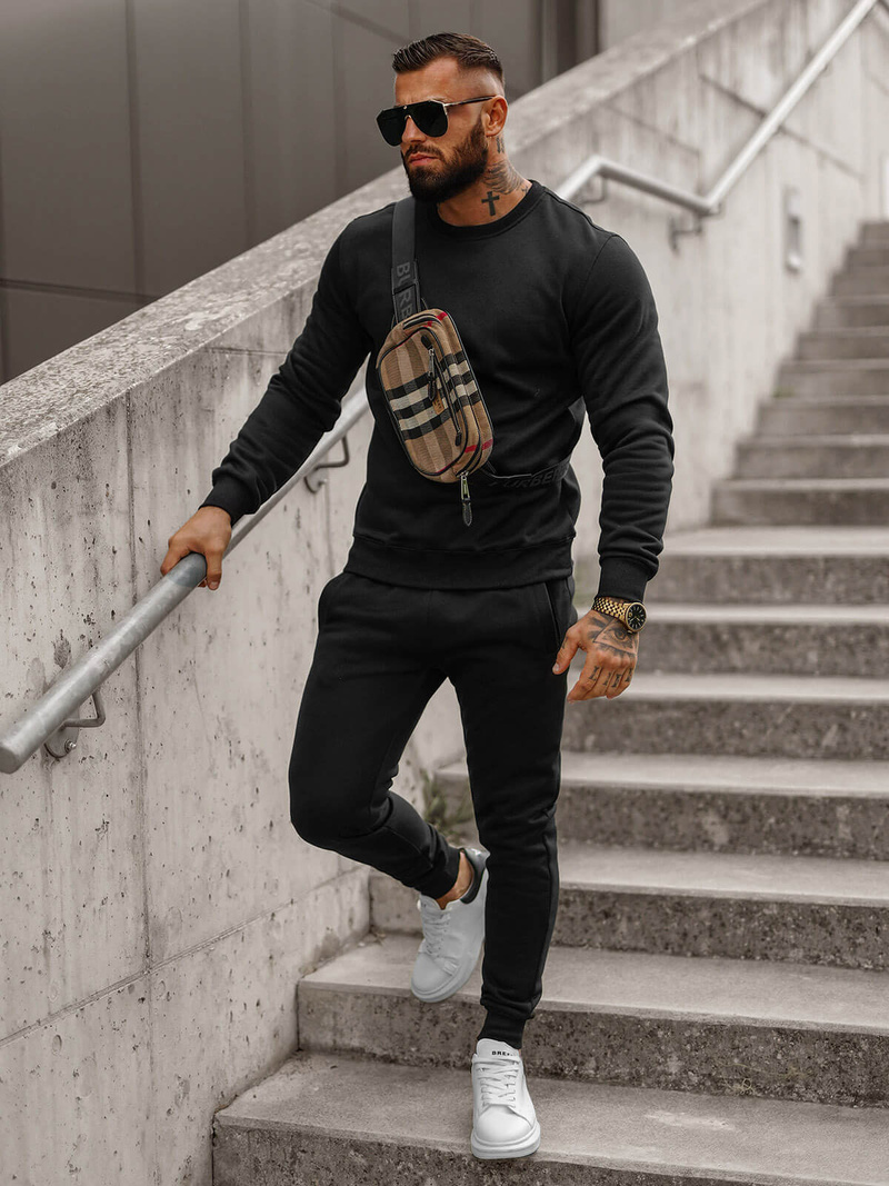 Herren Sportanzug Schwarz OZONEE JS/68C10380/3Z