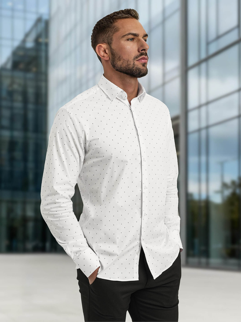 Herren Hemd Weiß OZONEE V/V180