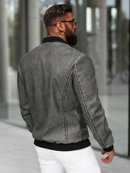 Herren Lederjacke Anthrazit OZONEE JS/11Z8107