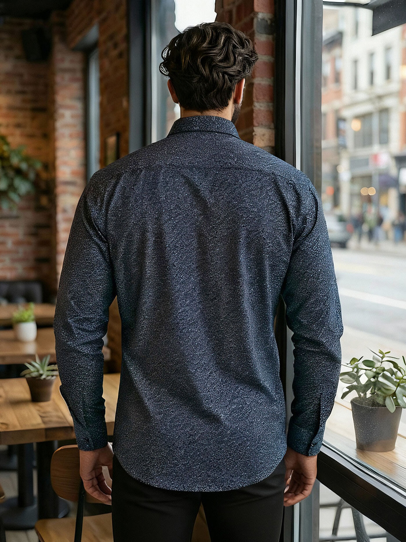 Herren Hemd Dunkelblau OZONEE V/V186Z