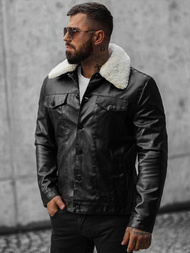 Herren Lederjacke Schwarz OZONEE O/8830/1