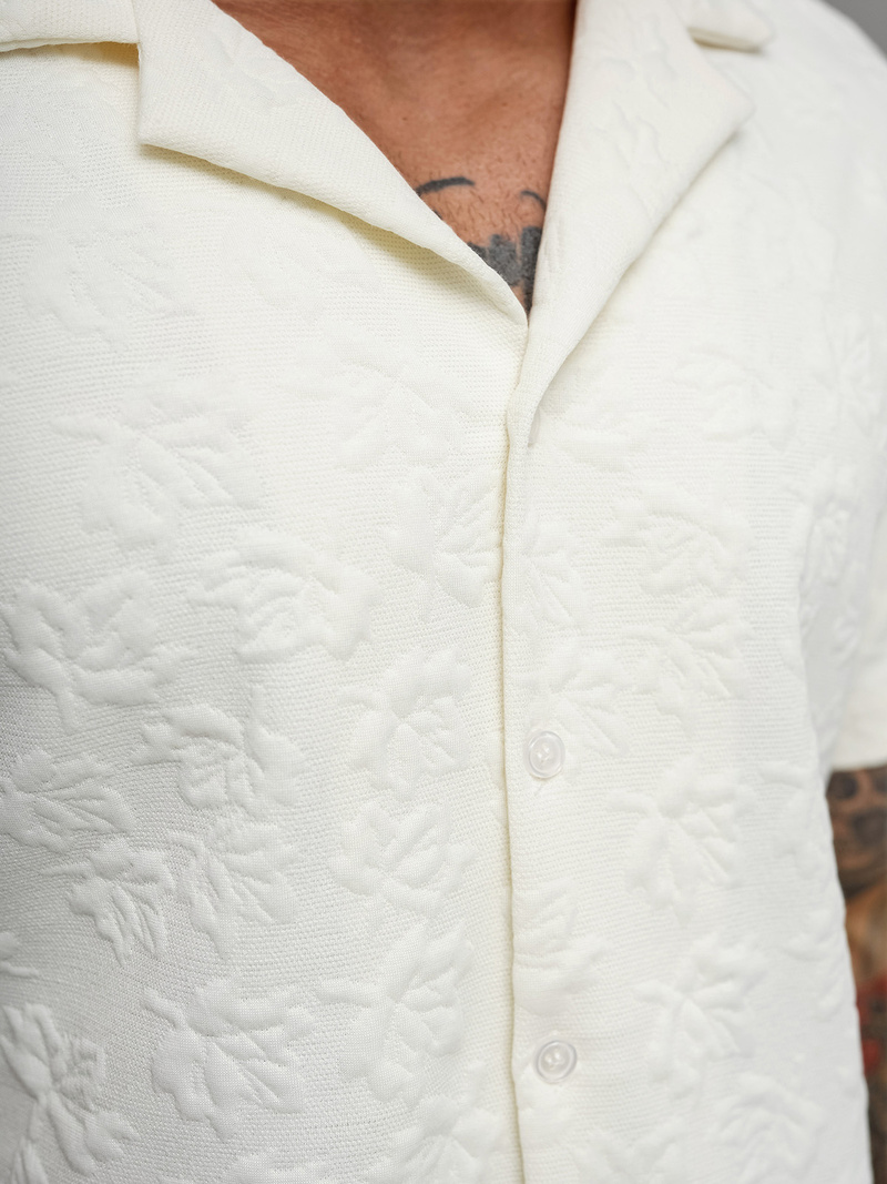 Herren Kurzarmhemd Ecru OZONEE O/B2258