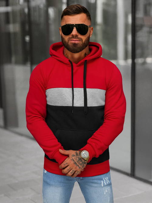 Herren Kapuzenpullover Rot OZONEE JS/8B1320/18