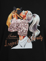 Damen T-shirt Schwarz OZONEE JS/95T2575/3