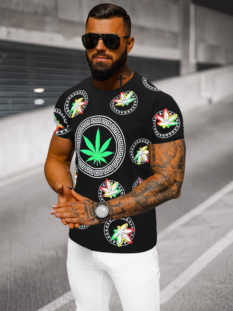 Herren T-shirt Schwarz OZONEE O/T135/3