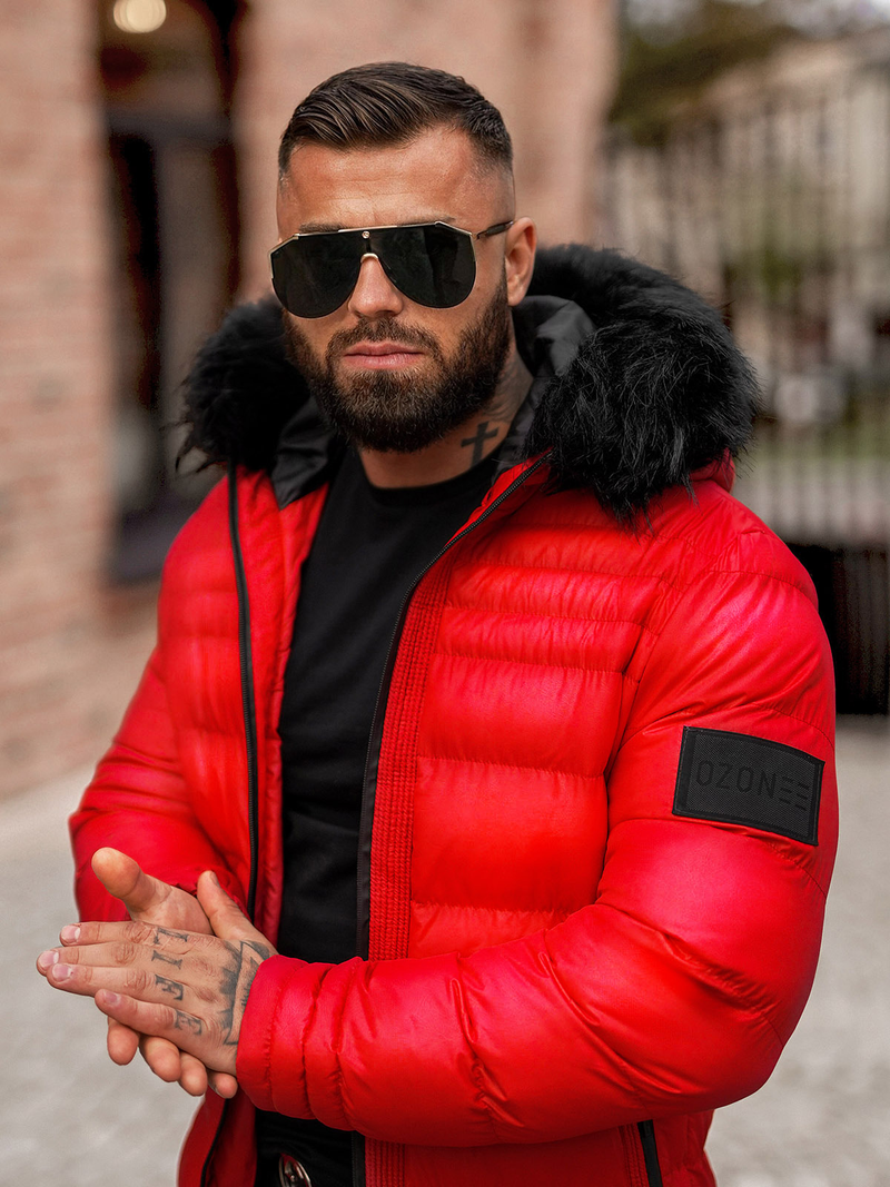 Herren Winterjacke Rot OZONEE O/M801Z