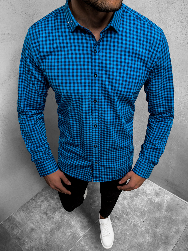 Herren Hemd Blau OZONEE O/3011/18