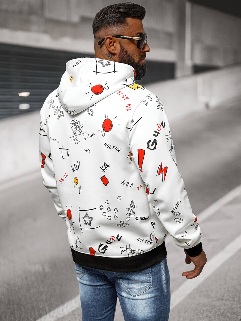 Herren Kapuzenpullover Weiß OZONEE JS/8B1223/1
