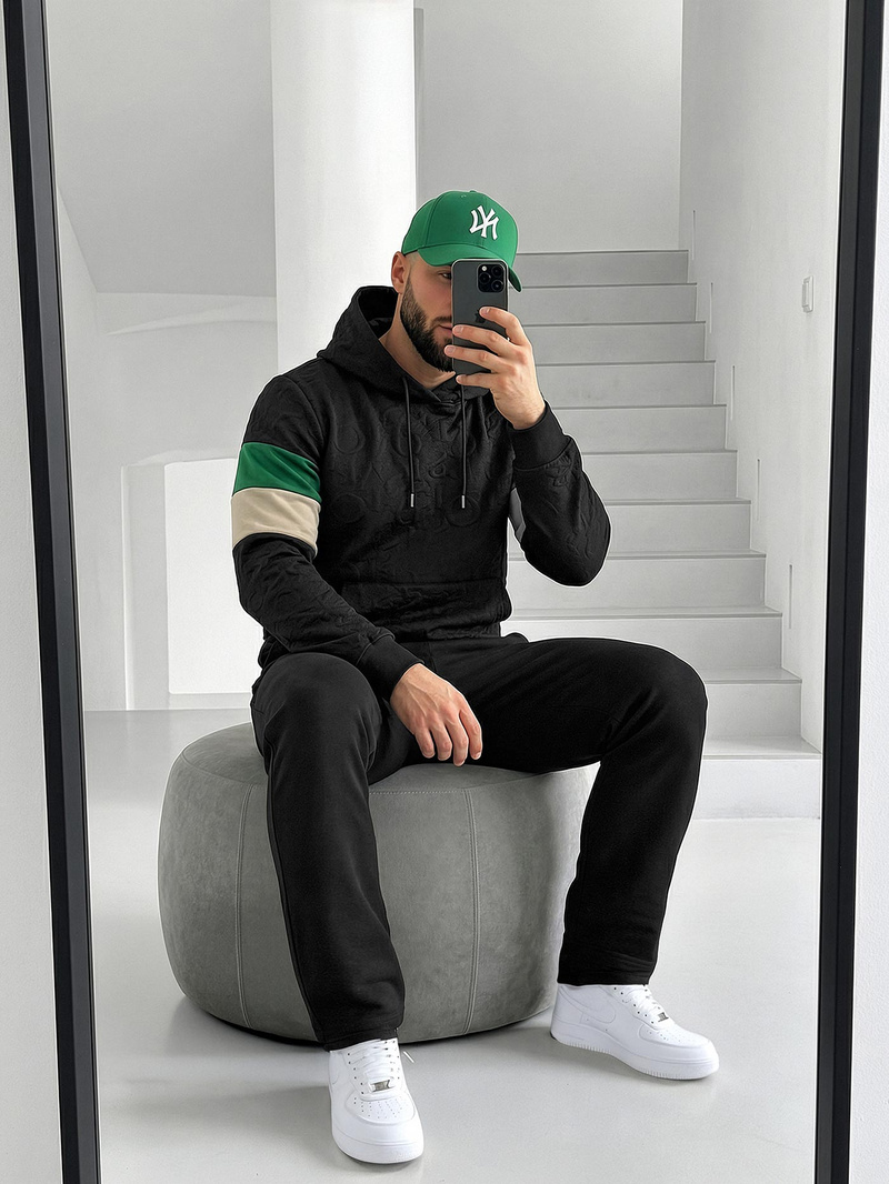 Herren Kapuzenpullover Schwarz OZONEE JS/3B578