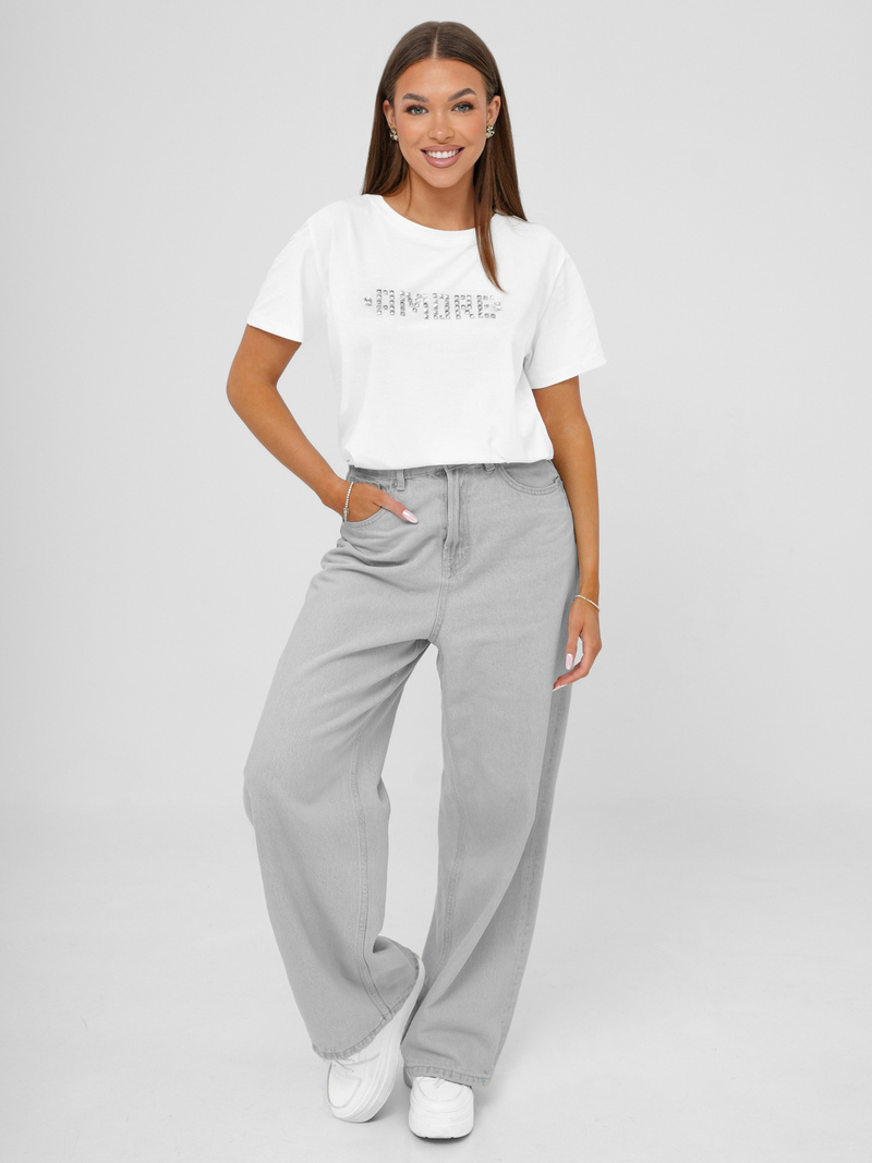 Damen T-shirt Weiß-Silber OZONEE JS/YJ77716