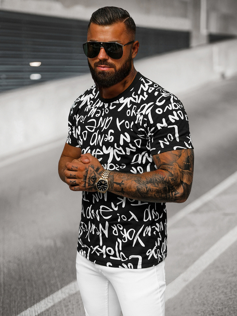 Herren T-shirt Schwarz OZONEE O/T1268/3