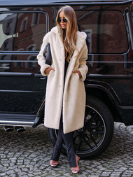 Damen Pelz Winterjacke Beige OZONEE JS/11Z8250