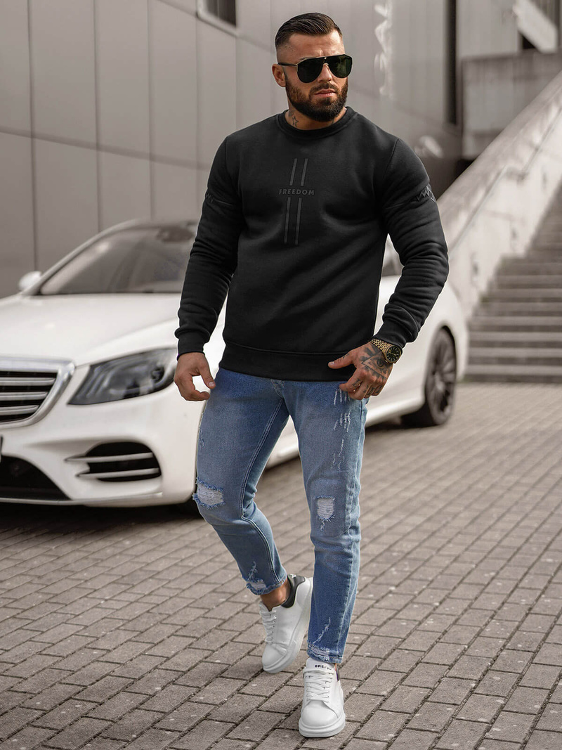 Herren Sweatshirt Schwarz OZONEE JS/8B1358/3