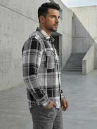 Herren Hemd Schwarz-Weiß OZONEE NB/MC728N/3Z