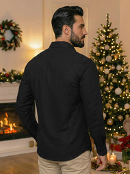 Herren Hemd Schwarz OZONEE O/V125Z