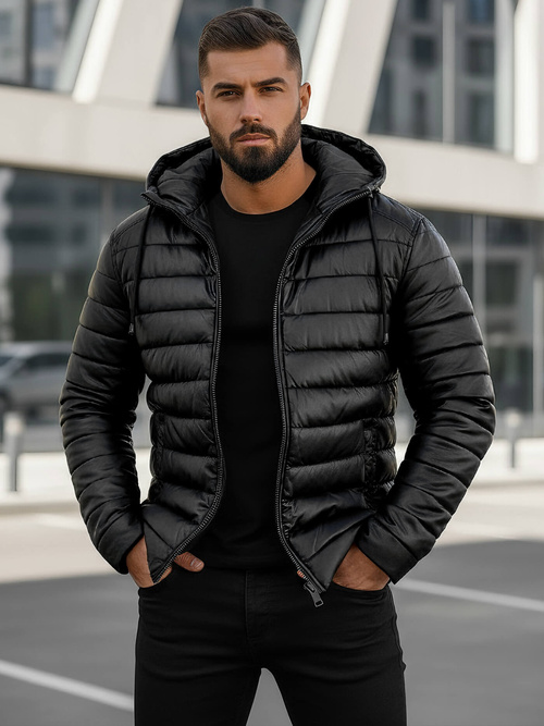 Herren Lederjacke Schwarz OZONEE O/11Z8088Z