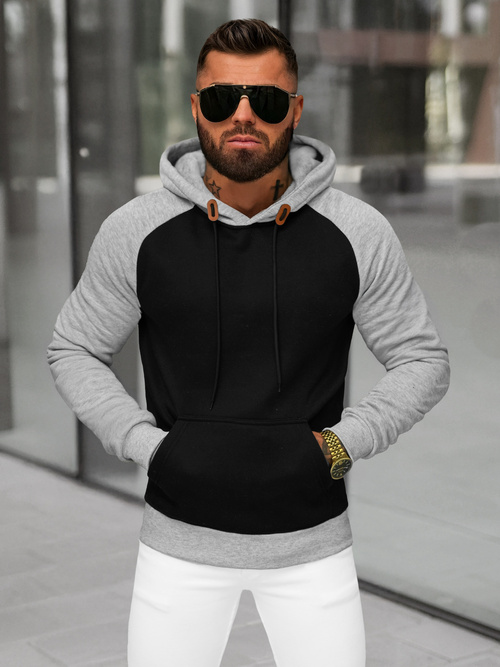 Herren Kapuzenpullover Schwarz OZONEE JS/8B157/3B