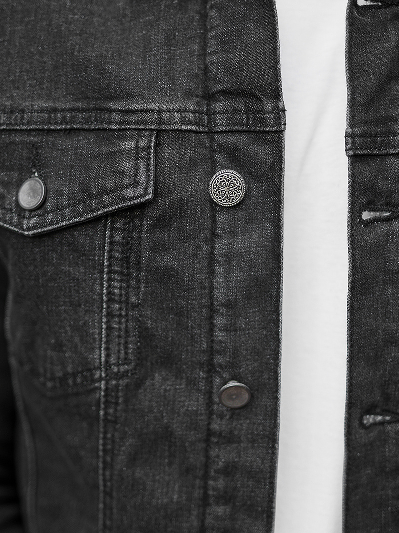 Herren Jeansjacke Sherpa Schwarz OZONEE NB/MJ517NZ