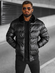 Herren Lederjacke Schwarz OZONEE O/M795Z