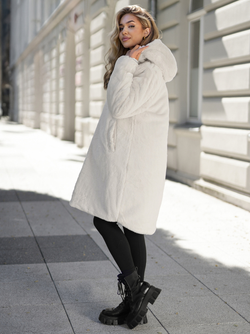 Lange Damen Winterjacke Ecru OZONEE JS/5M3352/280