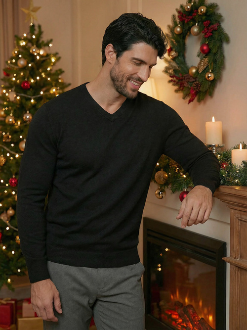 Herren Pullover Schwarz OZONEE NB/MMB601/4Z