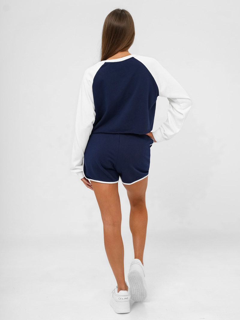 Zweiteiliges Trainingsanzug-Set Dunkelblau-Weiß OZONEE JS/M58631AB