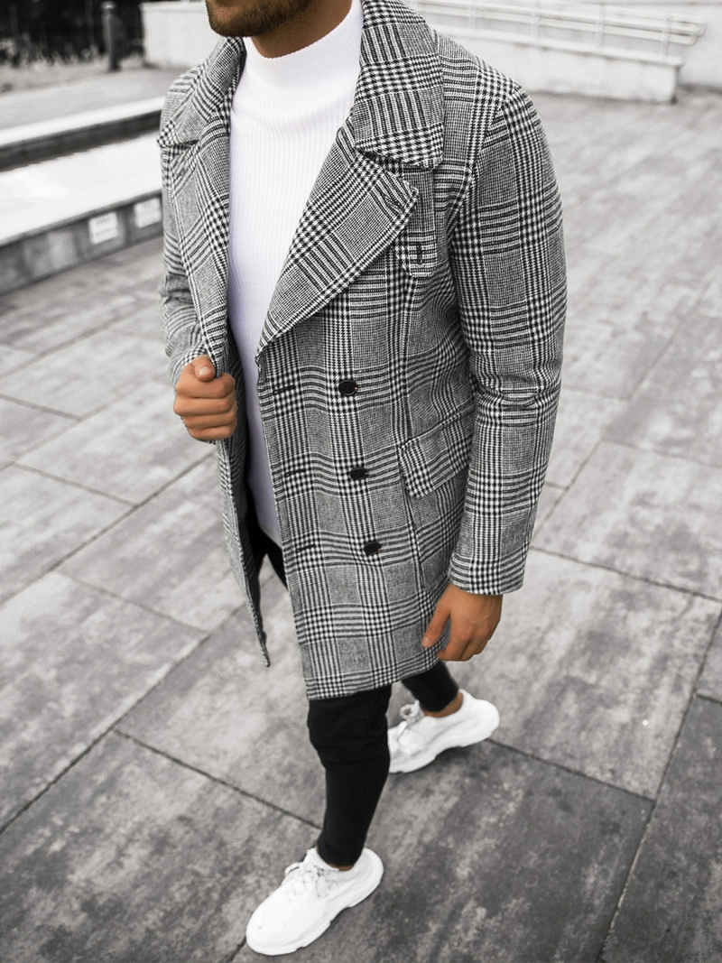 Herren Mantel Schwarz-Weiß OZONEE JS/JP1192