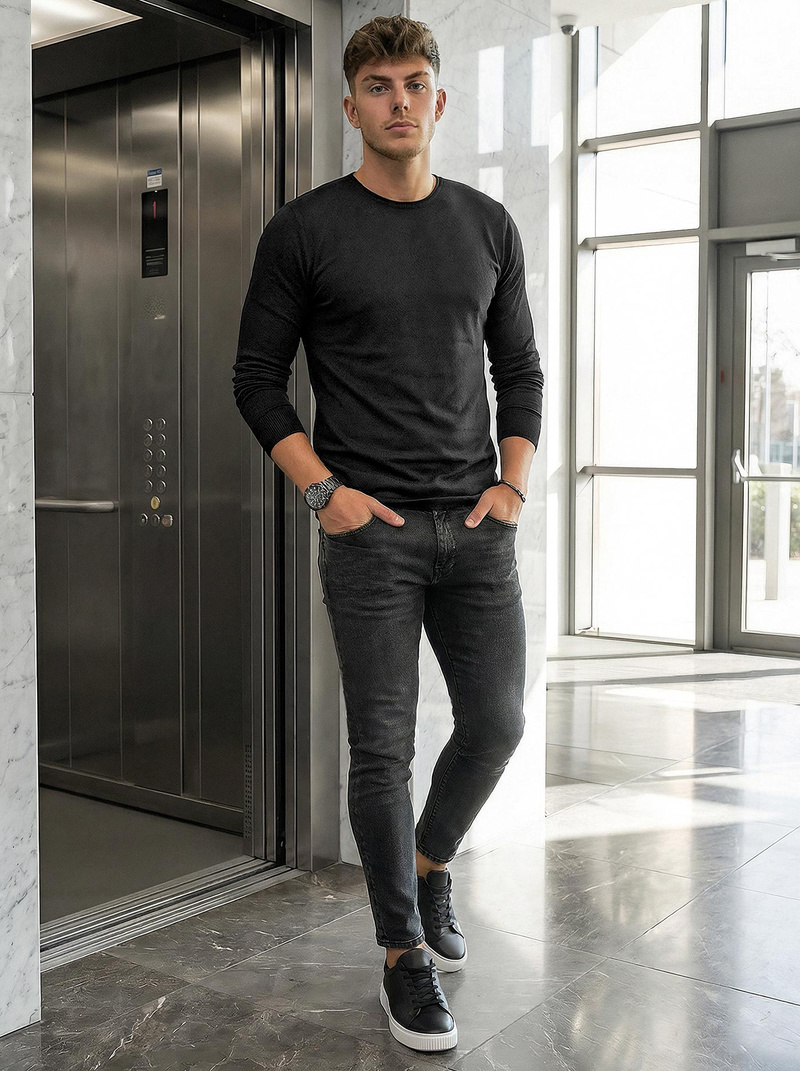 Herren Jeanshose Schwarz OZONEE O/JK2918Z