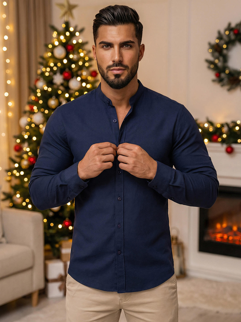 Herren Hemd Dunkelblau OZONEE O/V69Z