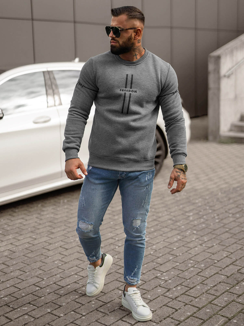 Herren Sweatshirt Dunkelgrau OZONEE JS/8B1358/5